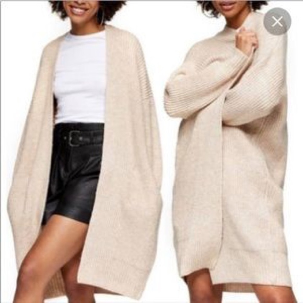 Topshop Ribbed Open Front Cardigan